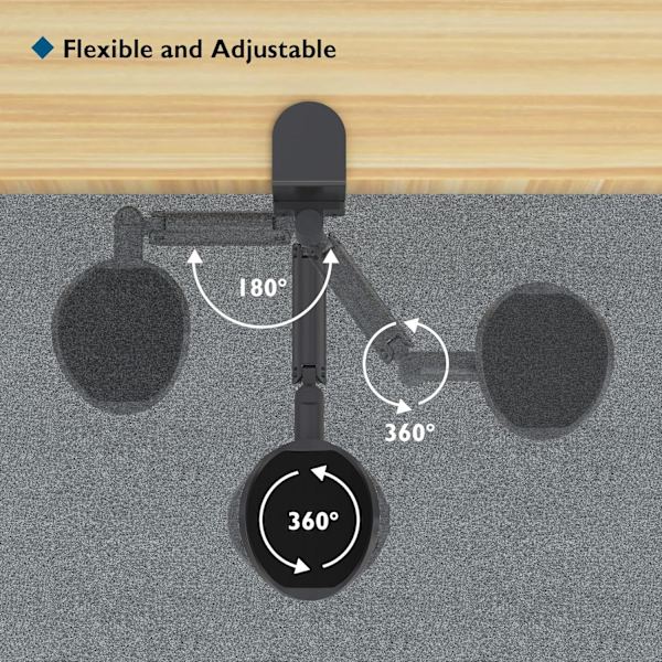 Ergonomiskt skrivbordsarmpad, svängbar handledsstödshållare (svart), infällbar