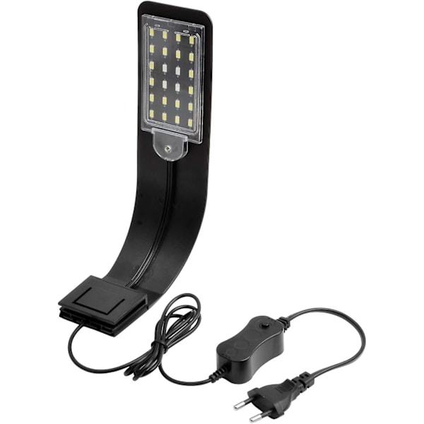 Sort skal Led Akvarielys Lampe Clip, Ultra-tynd Akvarielampe Med Lys, 24 Led Akvarielys（Hvidt og blåt lys）