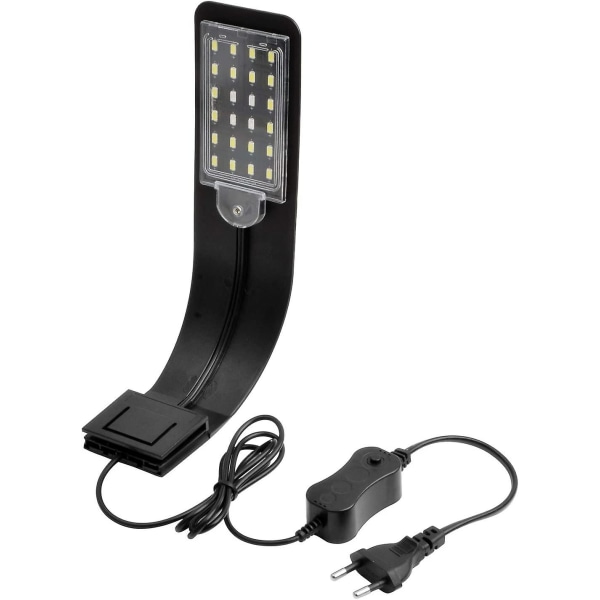 Sort skal LED akvarielys lampe klip, ultratynd akvarielampe med lys, 24 LED akvarielys (hvidt lys)