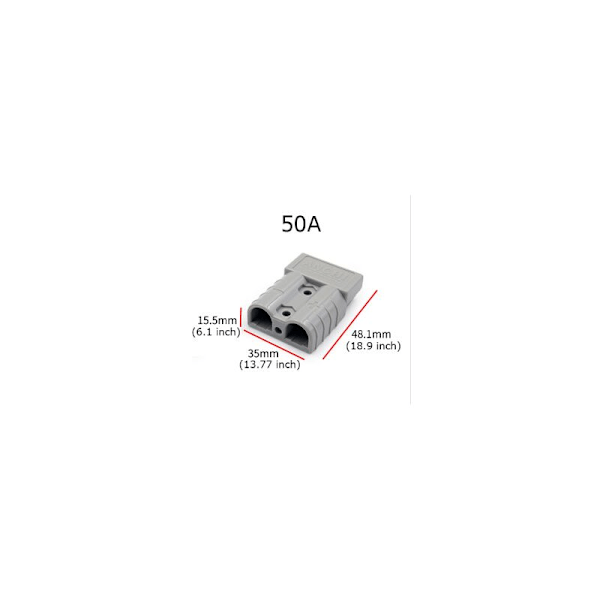 50A 600V Batteristik, Gaffeltruck Batterioplader Stik med 10AWG O-Ring Batteristik Kabel (2 stk)