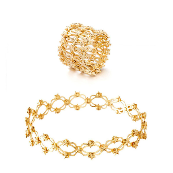 Slankende og fettreduserende armbåndsring En to-slitbar, justerbar vekttapsring Racelet (Star Gold)