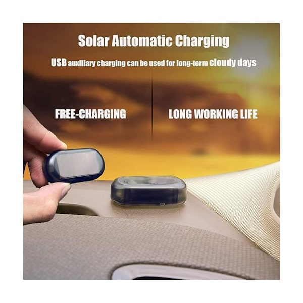 2kpl Kevyt auto hälytys, aurinkoauto hälytys, yhdeksän auto valo auto hälytys, simuloitu hälytysvalot, aurinko Turvallisuus Varoitus Väärennös järjestelmä anti-lentävä salama fl