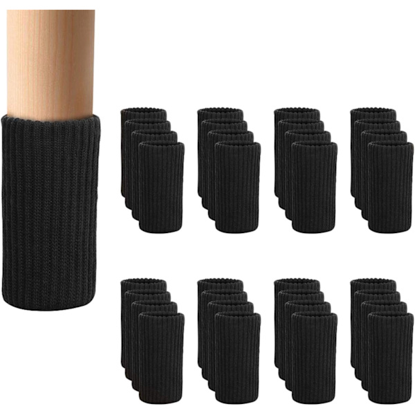 32-pack möbelbensskydd - Hög elasticitet stickade stolsbensgolvskydd, möbeltofflor set