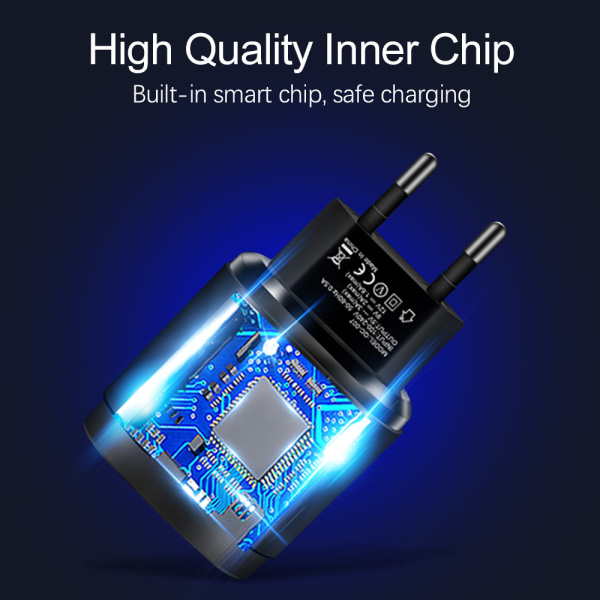 QC3.0 3USB Europe-standard hurtiglader for mobiltelefon - smart reiselader oval multifunksjons ladekabel