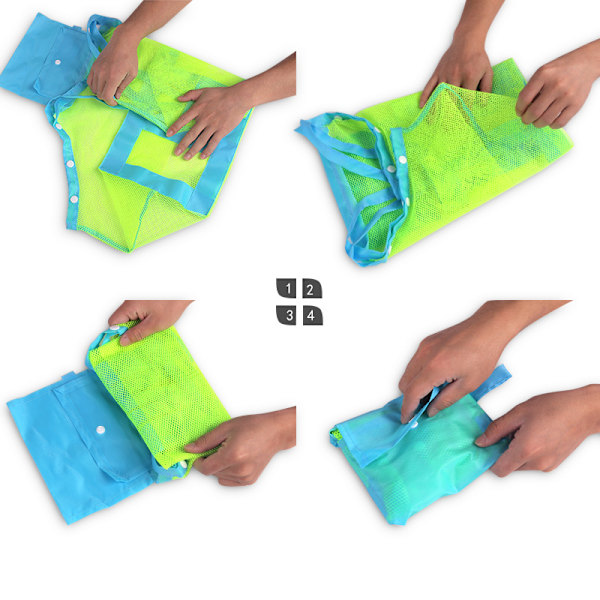 2 store mesh tasker til sand, strandlegetøj, badelegetøj, håndklæder osv. (XL 45cm) - Solid, modstandsdygtig, praktisk