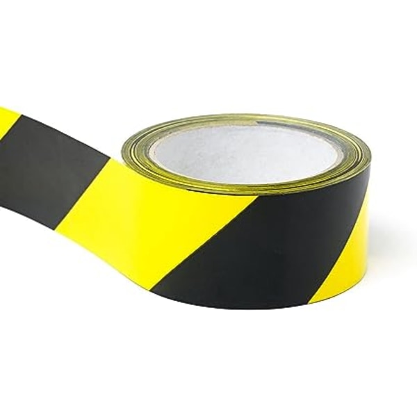 2 förpackningar säkerhetstejp 48mm × 33m svart/gul, varningstejp, tejpmarkering hindertejp