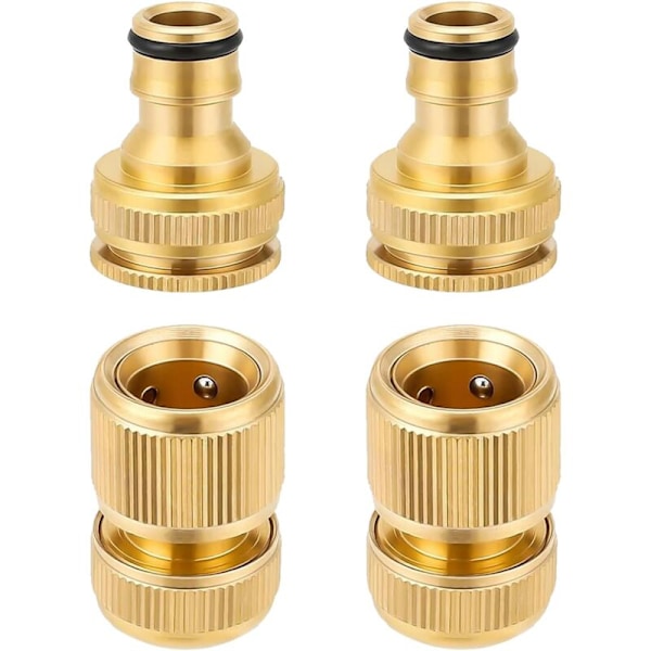 4-delt messing sprinklerhane-kobling, 2 i 1 vandhaneadapter, rørfittings med hurtig 1/2\" og 3/4\" anti-rust havetilbehør til haven