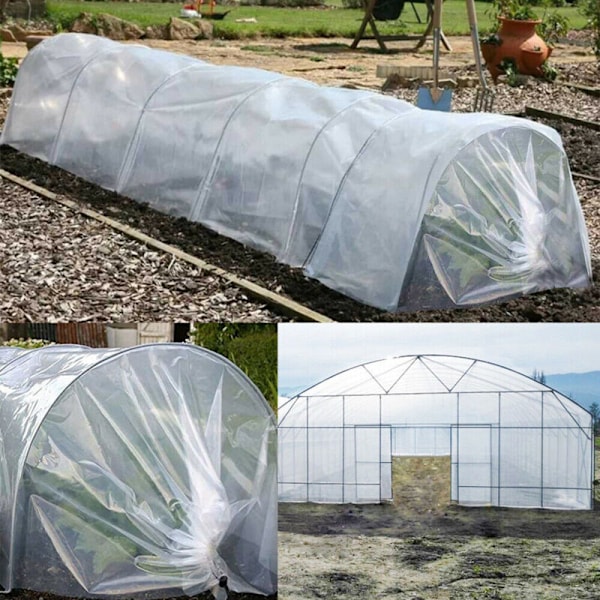 Transparent plastfilm för växthus - polyeten trädgårdstäckning lämplig för växthusväxter för att skydda mot vind, frost och damm.