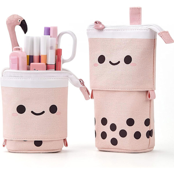 Söt Stående Pennfodral Kawaii Teleskopisk Pennhållare Makeup Pennfodral Kosmetikväska för Kontor Skolstudenter Kvinnor Tonåringar Flickor Pojkar (P