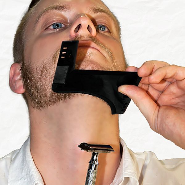 Vit 4-pack utförsäljning skäggformare Man skäggformningsverktyg mall transparent styling kam mall för mustasch getskägg ingrediens, perfekt present