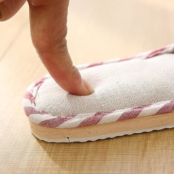 Andningsbara bomullstoffslippers med öppen tå, halkfria tofflor för hemmet, lämpliga för kvinnor och män