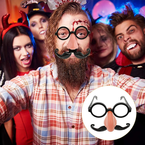 Skæg Ornamenter 2stk Halloween Simuleret Skæg Prop Cosplay Maskerade Fest Sjov Glas Halloween Prank Legetøj Halloween Tilbehør (Sort) Julegaver