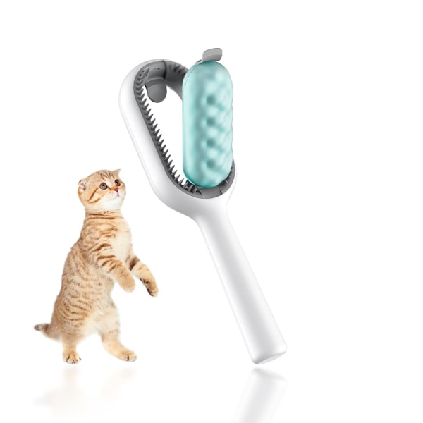 3-i-1 kattebørste for innekatter, kattungepleiemassasjeapparat med hårfjerning, kattehårfjerner for møbler, selvrensende stellekam for Cleani