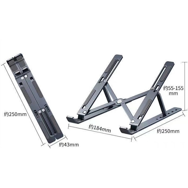 10”-17,3” Laptopstativ, Aluminium Ventilerat Laptopstativ 7 Nivåer Justerbart, Ergonomisk Kylare Kompatibel med MacBook, Lenovo, Dell, HP, Laptops Tab