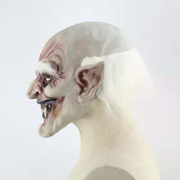 Hvidbryn gammel dæmon Halloween horror djævel maske hvidhåret spøgelse hjemsøgt hus udklædning rekvisitter sæt