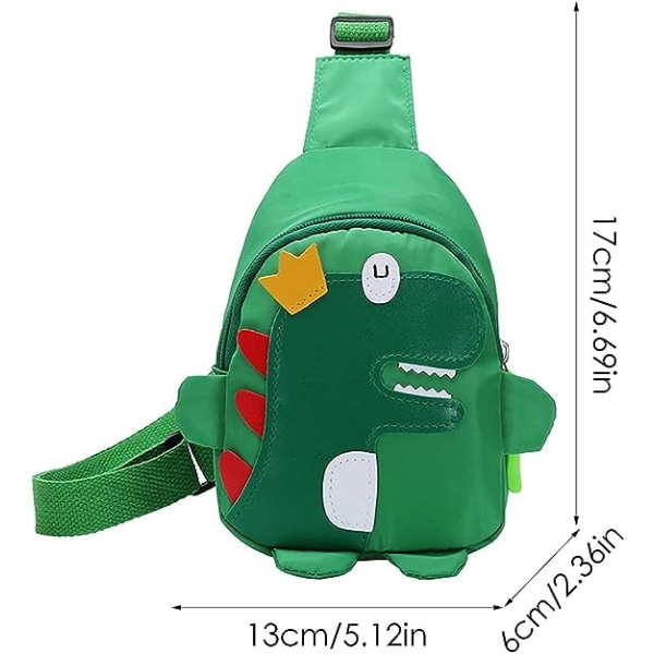 Barnens dinosaurie crossbody-väska (grön), söt lättviktig anti-stöld mini bröstväska axelväska pojkar flickor barn