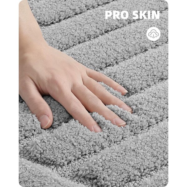 Grå skridsikker bademåtte, absorberende badeværelsestæppe, blød mikrofiber brusemåtte, maskinvaskbar