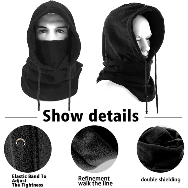 Svart, multifunktionell hattmask för vinterns kalla väder utomhus skidåkning motorcykel bergsklättring vandring balaclava balaclava,