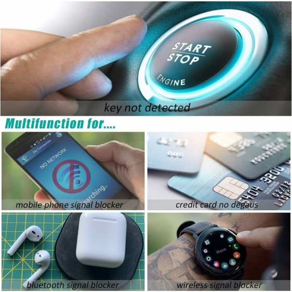 Avaimeton Go -suojaus Auton avainkotelo, Auton avainsuojaus Avaimeton Radioavainsuoja Rfid Auton avainsuojaus Säteilynsuojakotelo Avainkotelo (Musta)，HANBING