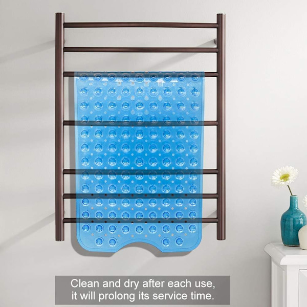 Halkskyddad badmatta Extra lång halkfri badmatta Badkarsmatta, halkfri badmatta, halkfri duschmatta med sugkopp 100 * 40cm (Transparent blå).