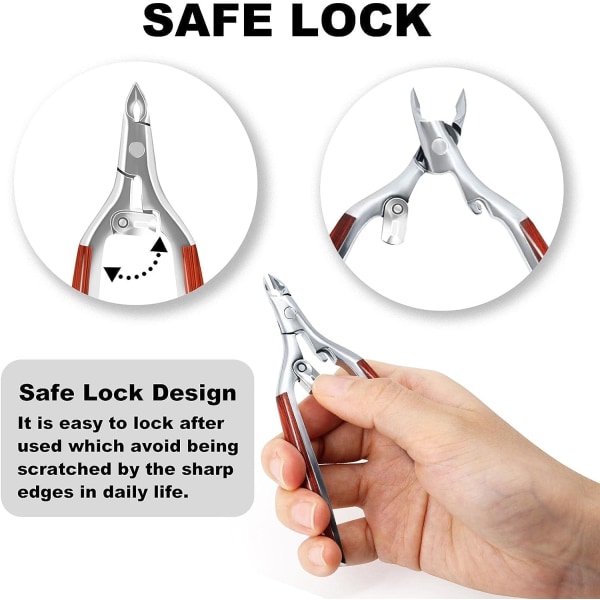 Cuticle Nippers with Safe Lock, Precision Stainless Steel Cuticle Trimmer Manicure Pedicure Tool for Fingernails