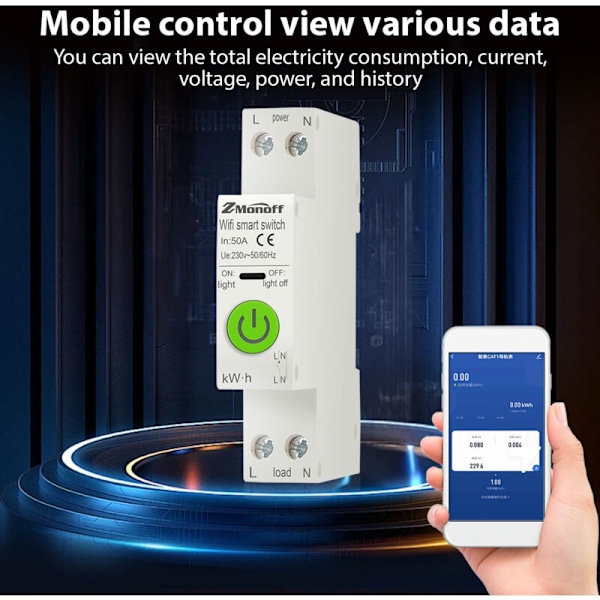 Intelligent afbryder TUYA APP Kompatibel WiFi Kompatibel Statistik Elektriker Lav switch med beskyttelse mod lækager beskyttelse mod over