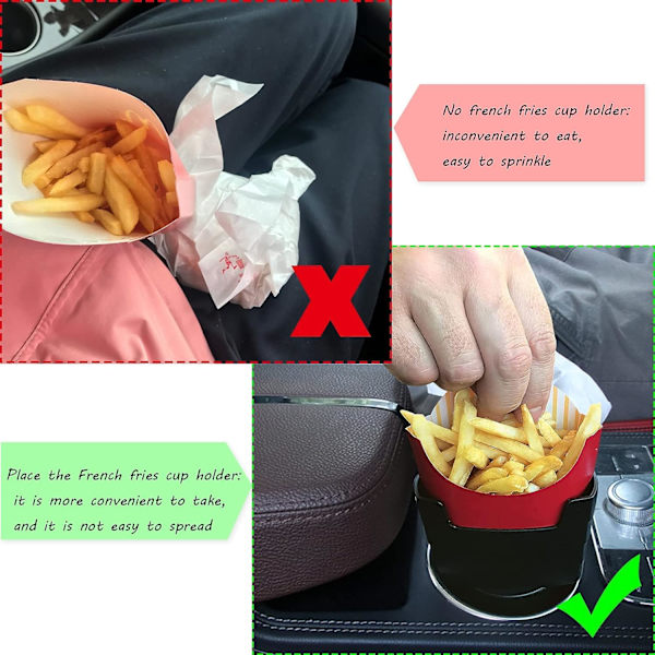 3 st franska pommes frites kopphållare bil interiör tillbehör chips bil mini doppskålar sås kopphållare doppklämma set (röd) (röd)