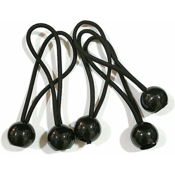 13 cm svart plastkula ledrep elastisk kula rep för tält skuggnät markis fixering, 10 st