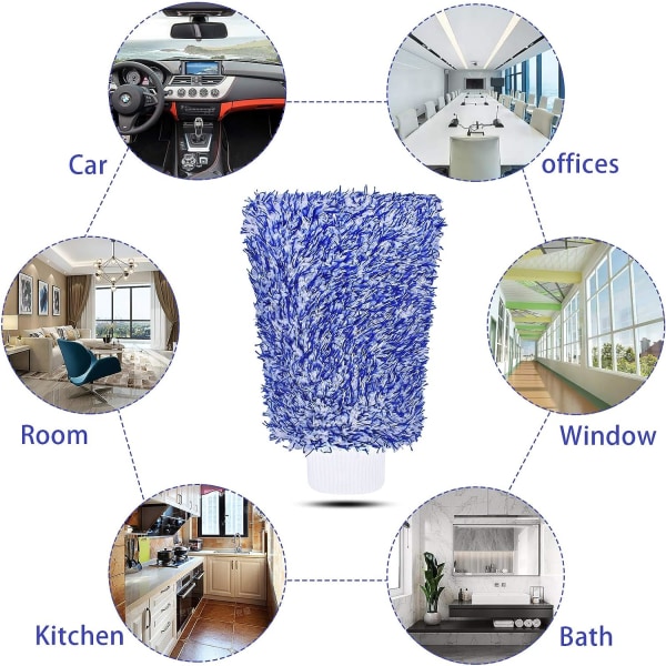Pari mikrokuituisia autonpesuhanskoja (sininen), puhdistushanskat, varusteet, sieni, ammattimainen naarmuuntumaton kiillotus- ja puhdistushanskat