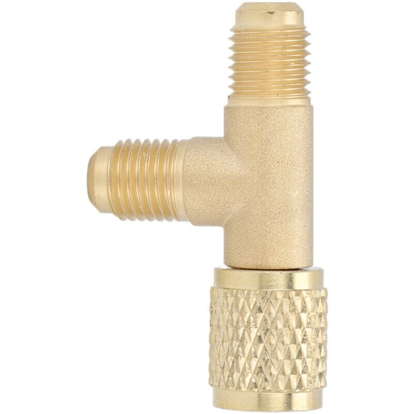 T-stykke T-tilslutningsadapter med 1/4in SAE messingventilkerne robust struktur til R22 R12 R134