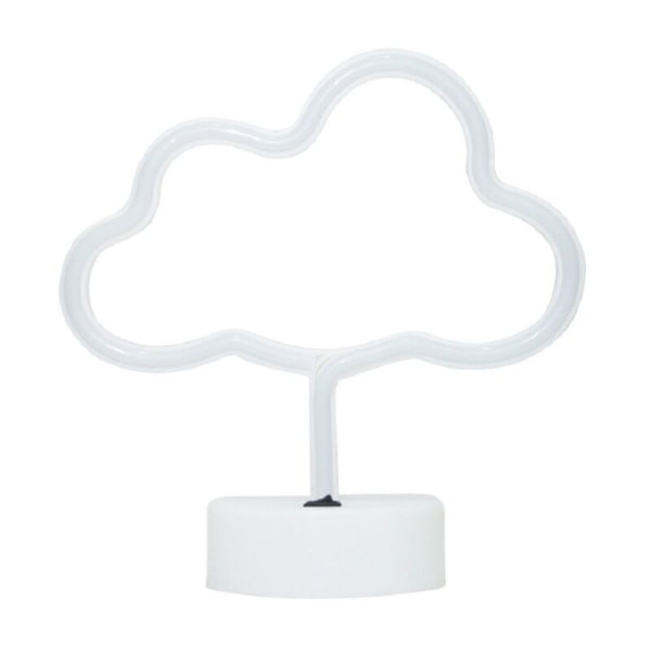 Molnformad neonlampa, varmvitt ljus, blad, moln, neon med USB/batteribas