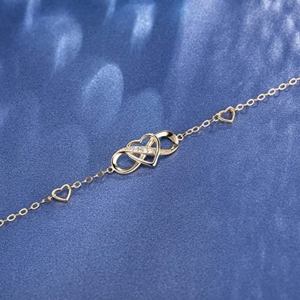 Rannekorut naisille 925 Sterling hopea ääretön sydän valkokullattu timantti säädettävä rannekoru Parhaat äitienpäivälahjat naisten tytöille (kultainen