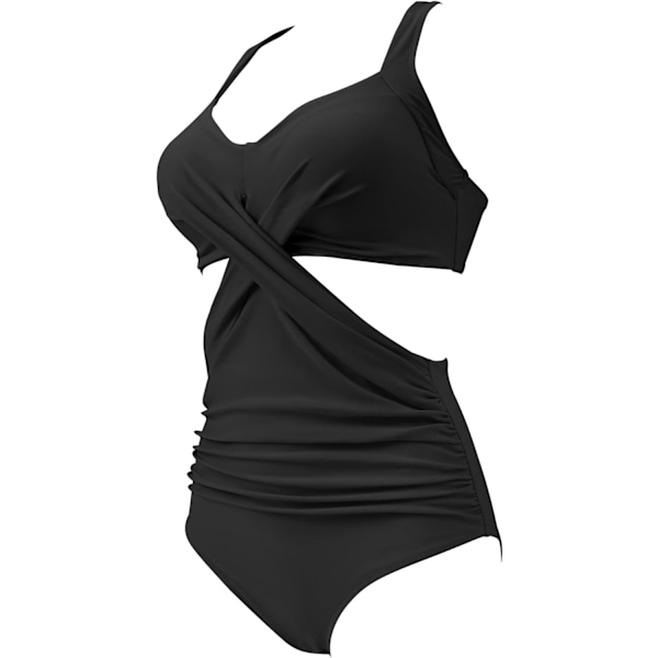 Kvinnors Cross Front Cutout One Piece Baddräkt Tummy Control Hög Midja Bikini Baddräkt M