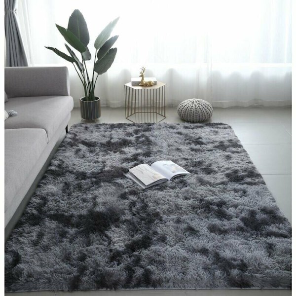Ryamatta för vardagsrum 160 x 230 cm Mörkgrå Plysch Mjuk Polypropenfiber Halkfri Matta-