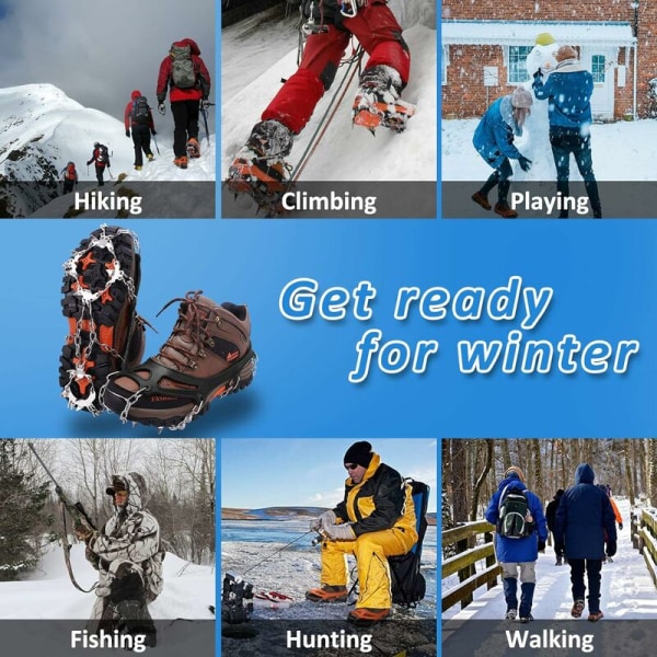 Crampons, issko, sko klør, tænder / pigge i rustfrit stål, til klatring / bjergbestigning / vandring / højder