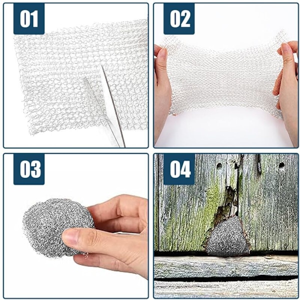 Barriär mot gnagare, rostfritt stål för att fylla väggsprickor, dubbellagers metallnätvals, lämplig för garage i trädgårdshus, 12,7 cm x