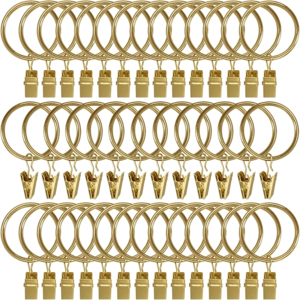 40 kpl Metalliset Verhokierteet Leukoilla, Verhokoukut, Koristeelliset Verhokisko Koukut, Lenkit 1,5 tuuman Sisähalkaisijalla, Kultaisen Väriset Ruostumattomat
