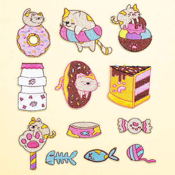 12 Meow Star kangas tarroja Cartoon Kirjonta tarroja Amazon Kitten Patch tarroja Kirjottu Laukku Zhangzi Logo
