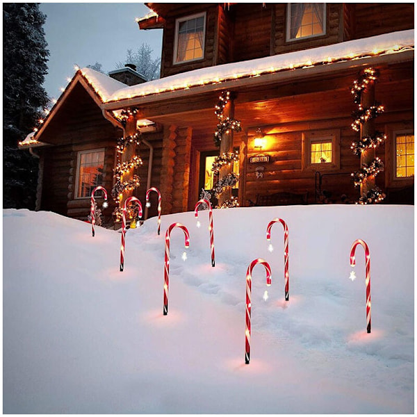 Set med 5 Snowflake Ljusslingor, Polkagris LED Ljusslingor, Juldekoration, Juldekoration
