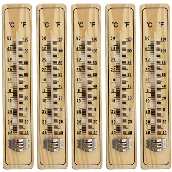 8 st trätermometer för inomhusbruk, trätermometer för att mäta temperaturen inne och ute, energi, termometer med grader i grader C