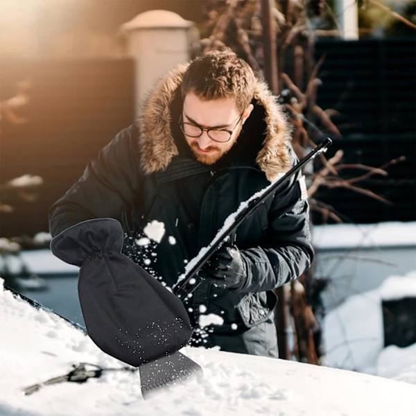 Isskraber med handsker, ergonomiske professionelle sorte isskraberhandsker, isskraber til bil fri for ridser, ultralet bilrude-afisningsværktøj