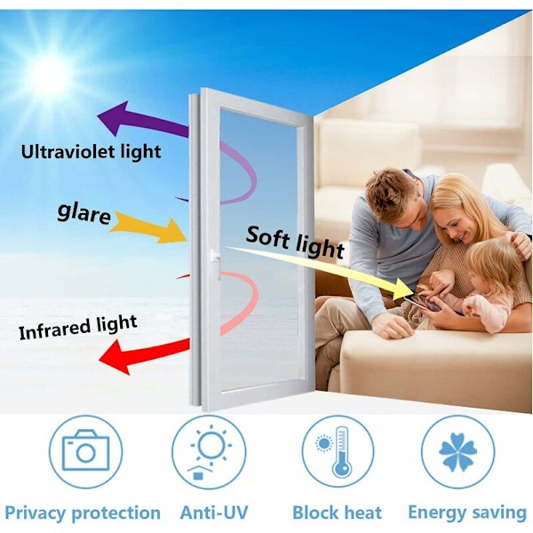 Fönsterfilm Anti-Insyn Spegelfilm Fönster Utan Toning Anti-UV Privat Skydd För Fönster Kontor Hem Butik 40 × 200cm Svart