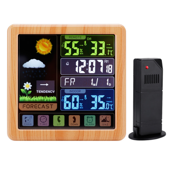 Weather Stations With Alarm Clock - Wireless Indoor Outdoor Thermometers  Meteorological Instruments - Home Forecast Station, Temperature Sensor, Hum