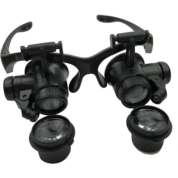 Urmager Lup, Hovedmonteret Lup, 8 Aftagelige Linser, 2 LED-lys, Håndfri Læselup, Smykkelup
