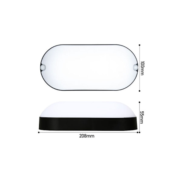 LED-belysning Våtrom LED Taklampe LED, Oval Fuktsikker Vanntett Lampe 15W Baderomslampe IP54 - Svart