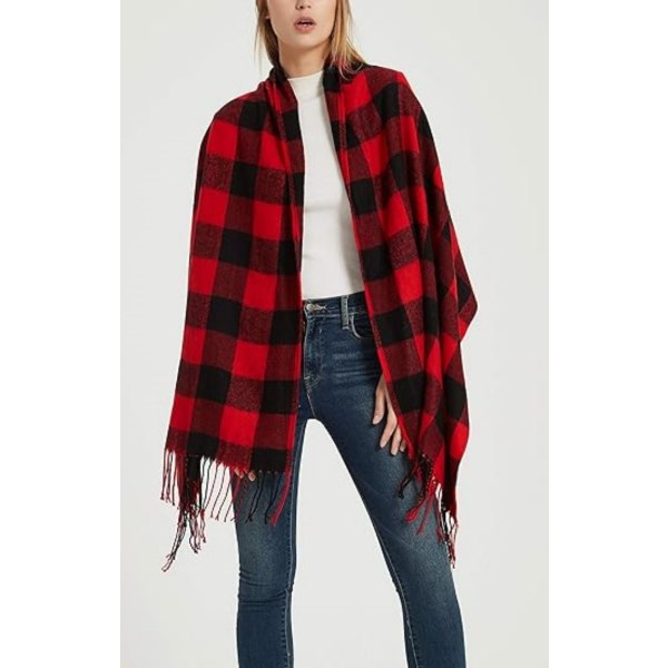 Women's fashionable long shawl large plaid winter warm plaid 30*190CM