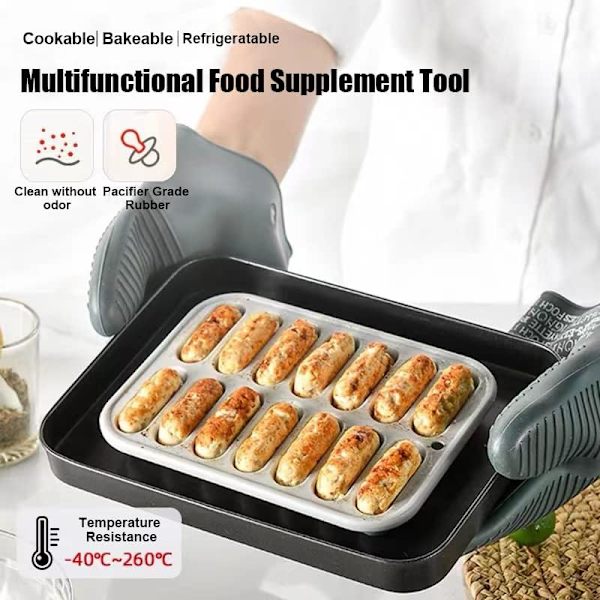 3x Harmaa Silikoni Jääpalamuotti, Jääpalamuotti Kansi, Makkara- ja Hot Dog -muotti, Astianpesukoneen ja Uunin Kestävä, Sopii Vedenpulloihin