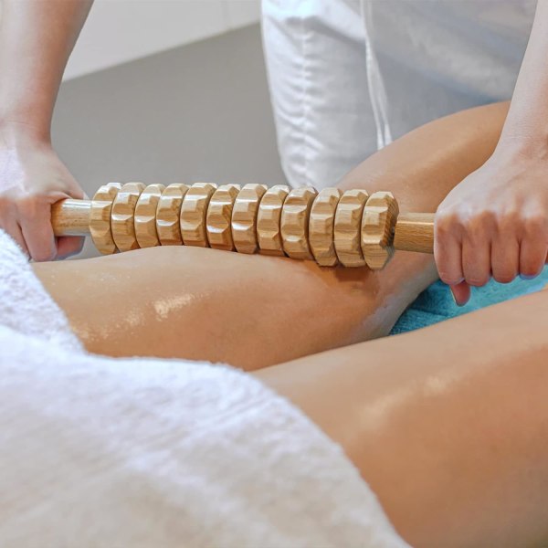 Buet træ massage rulle værktøj, cellulite massage, talje og lår træ muskel rulle pind, abdominal rulle massage værktøj