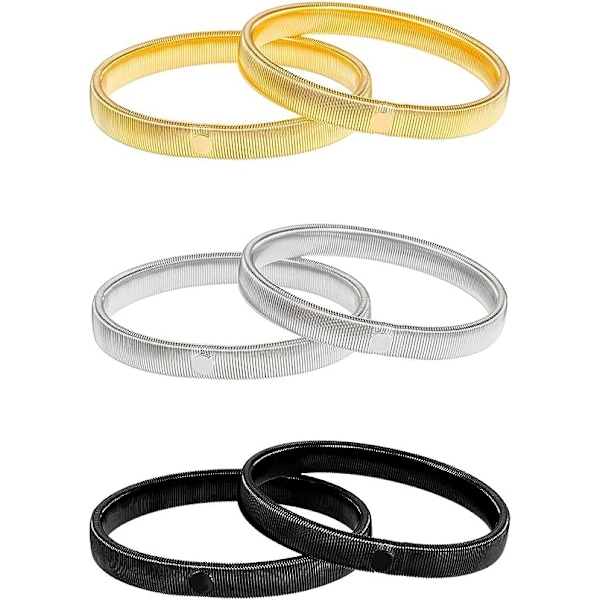 3 par icke-halkskyddande armband för skjortärmar, silver