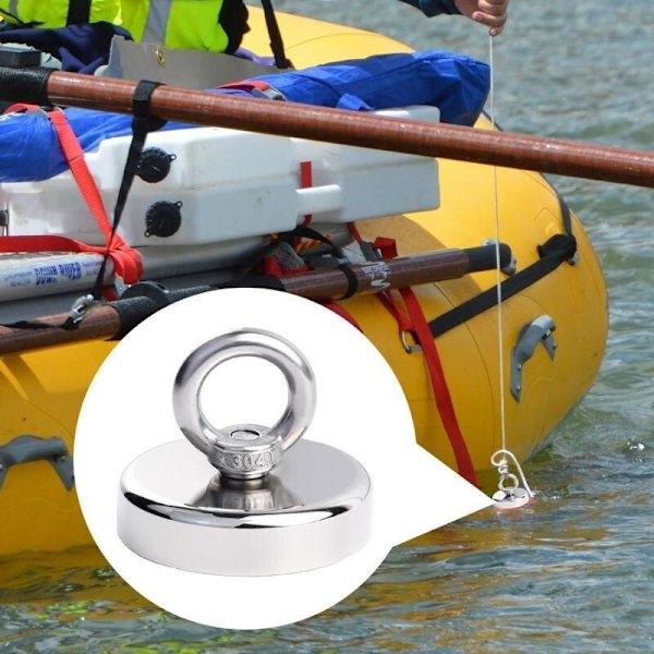 Kraftig Neodymium Magnet Diameter 48mm 75KG Trækkraft til Industri og Videnskab, Magnetisk Fiskeri